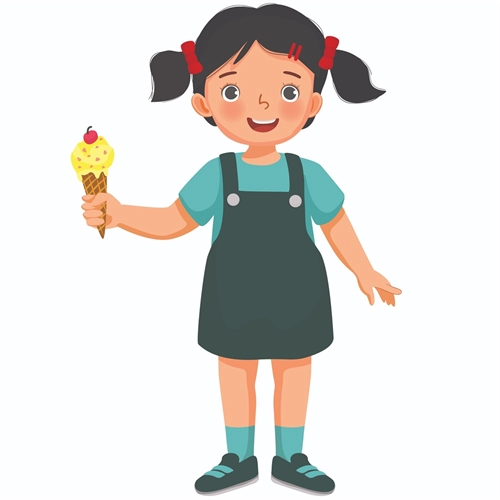 Summer Theme Girl with Ice Cream Transparent Sticker